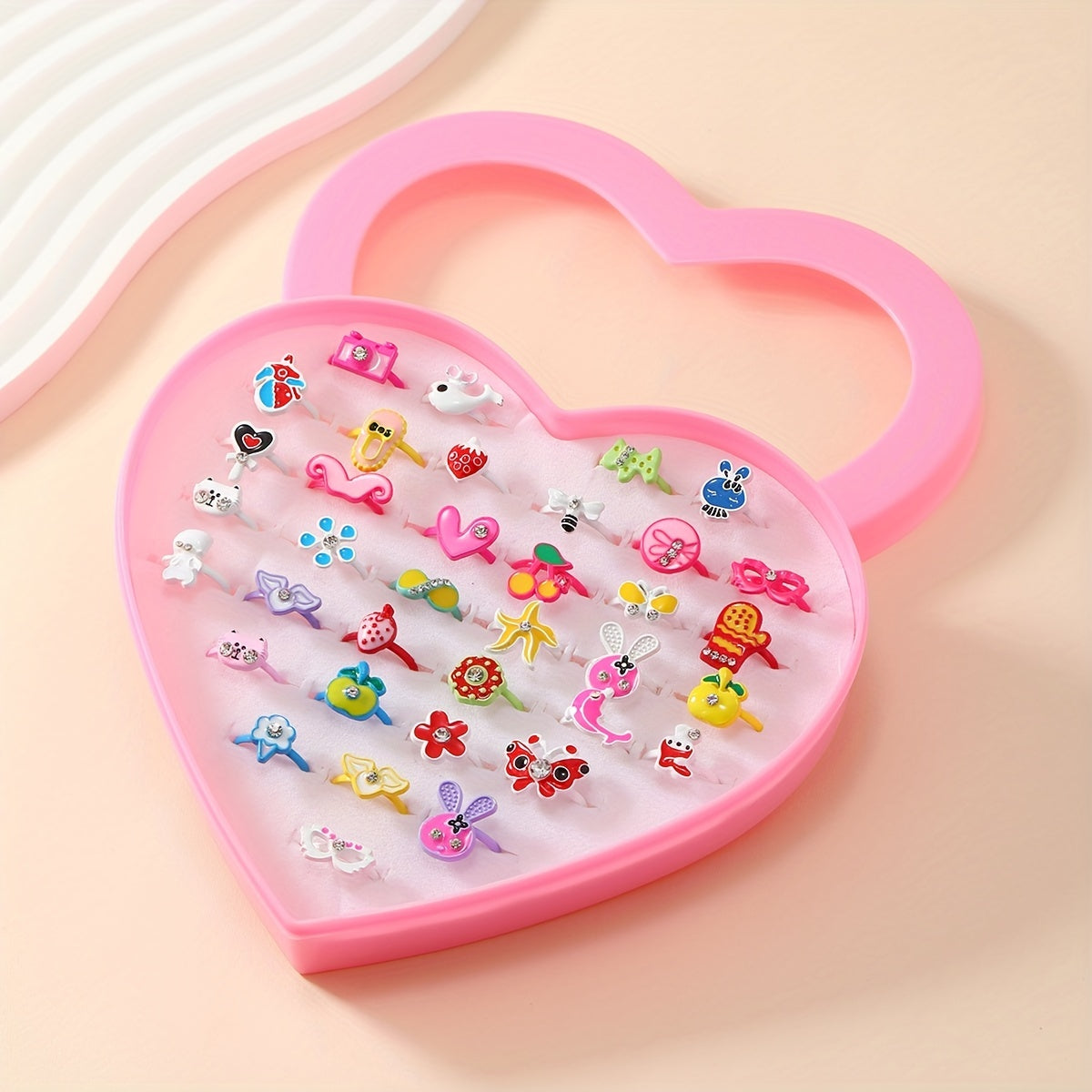36 Girls Cartoon Multicolor Rings Random Style