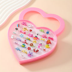 36 Girls Cartoon Multicolor Rings Random Style