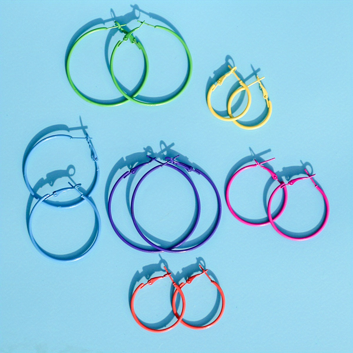 6pcs Exaggerated Rainbow Candy Earrings Set