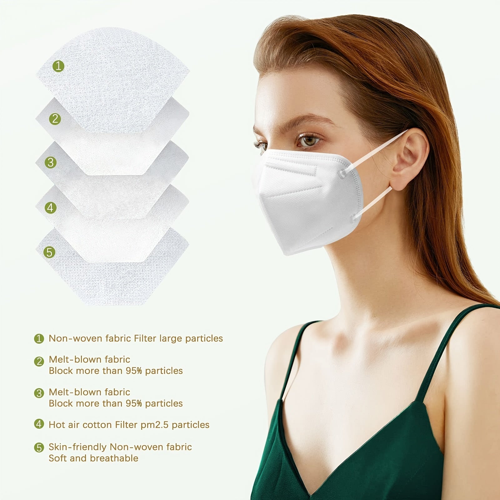 50pcs KN95 Face Masks 5 Ply Multicolor Cup Dust Disposable KN95 Mask