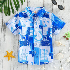 Boys Letter Pattern Short Sleeves Shirt