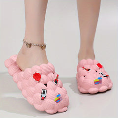 Women's Bubble Slides with Cartoon Charms Indoor & Outdoor Slides