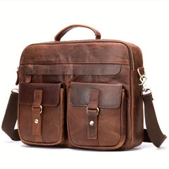 Men's PU Leather Large Capacity Business Crossbody Briefcase