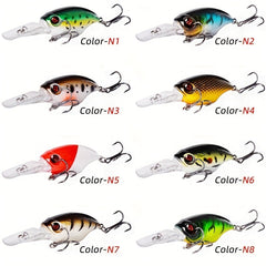 8pcs Crankbait Fishing Lures Wobbler Hard Bait 3D Eyes Freshwater Saltwat