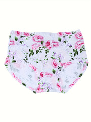 4 Pack Plus Size Panties Set Women's Plus Floral Print Briefs