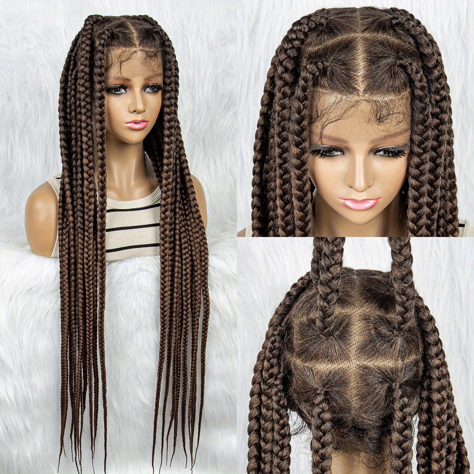 Full Lace Fiber Braid Wigs Long Box Braid Wig Synthetic Fiber Lace Front