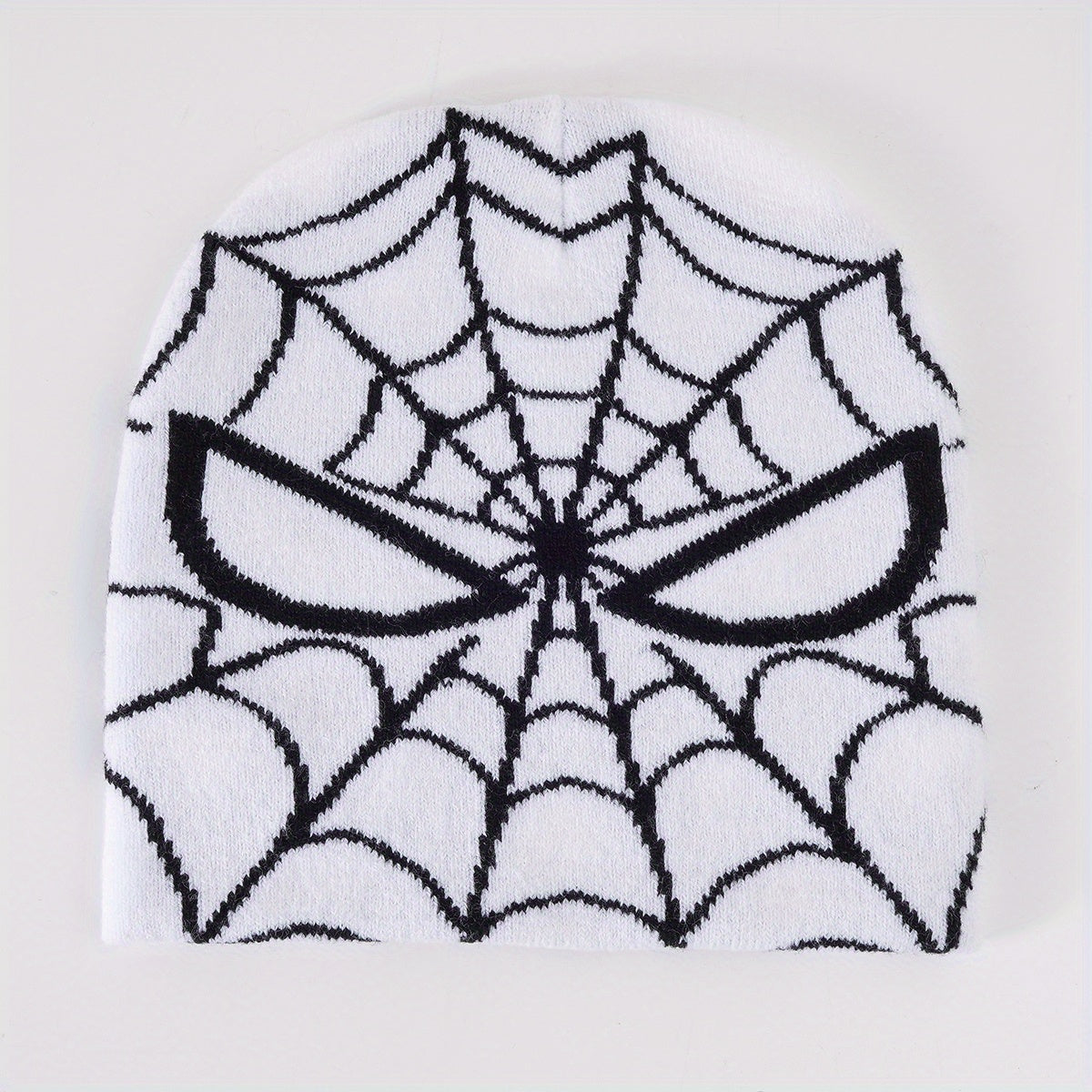 Spider Web Jacquard Beanie Y2K Knitted Skull Cap Hip Hop Unisex