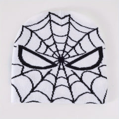 Spider Web Jacquard Beanie Y2K Knitted Skull Cap Hip Hop Unisex