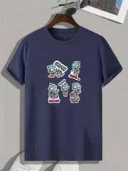 Men's Cartoon Zombie Print T-shirt for Halloween