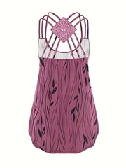 Leaf Print Lace Suspender Vest Top Sleeveless Tank Top
