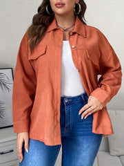 Corduroy Button Up Casual Blouse