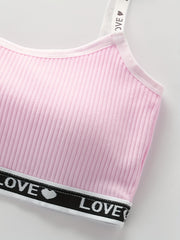 4pcs Girl's Ribbed Bralette Set for Students Teens 7-14 Years Old
