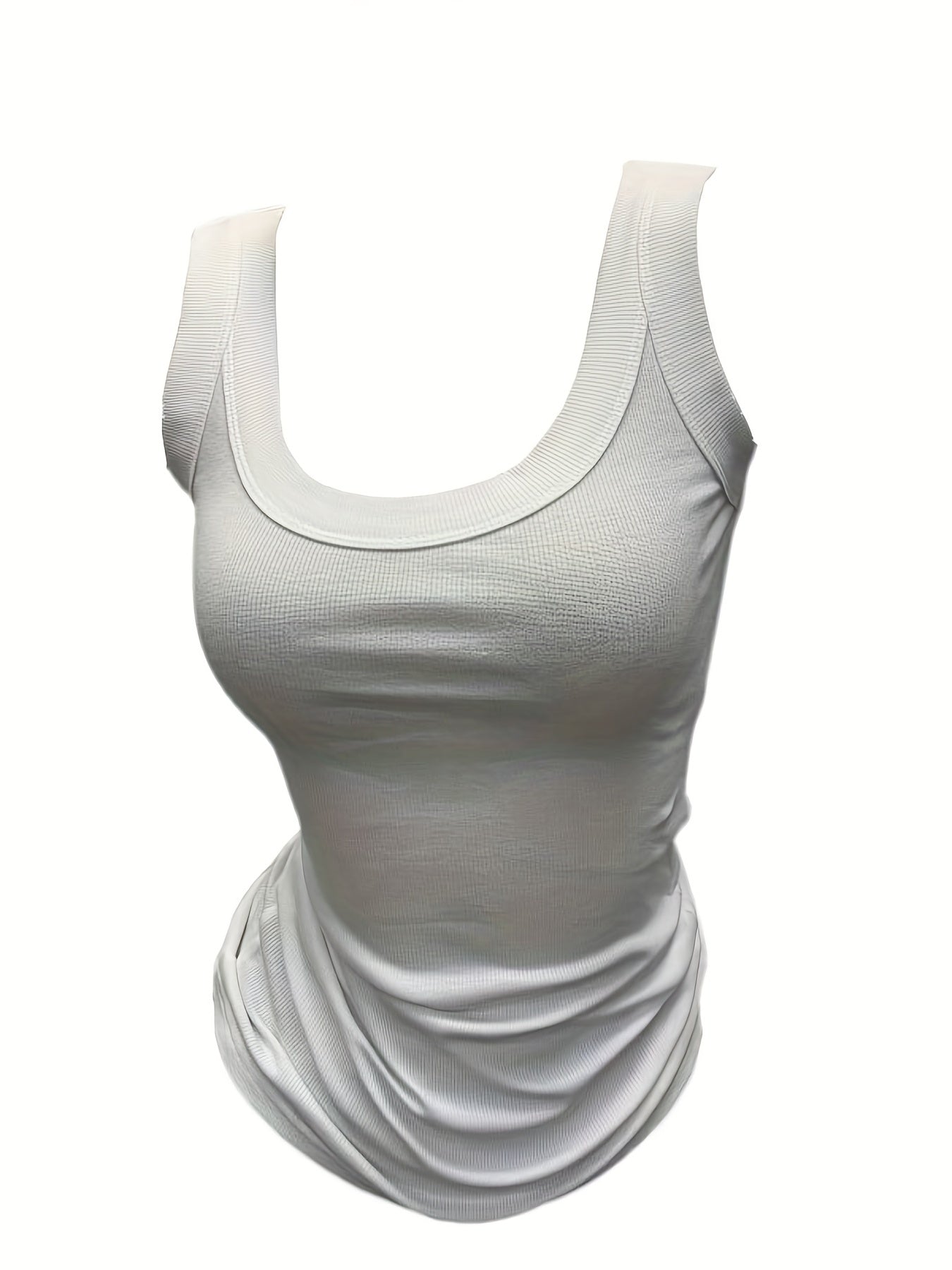 Ribbed Tank Top Scoop Neck Sleeveless Casual Summer Top