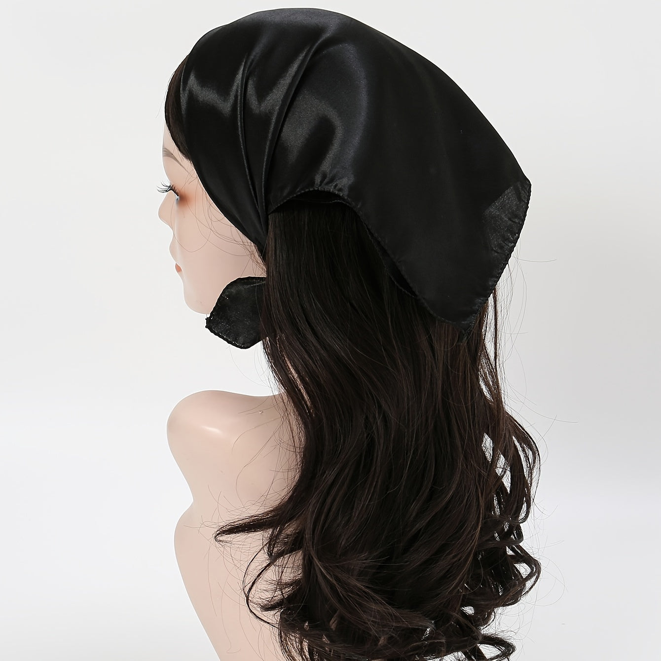 Small Square Satin Scarf Solid Casual Neckerchief Head Wrap Hair Accessories