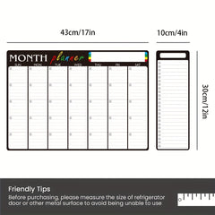 Magnetic Dry Erase Monthly Calendar 43cmx30cm + List Pad + 2 Markers