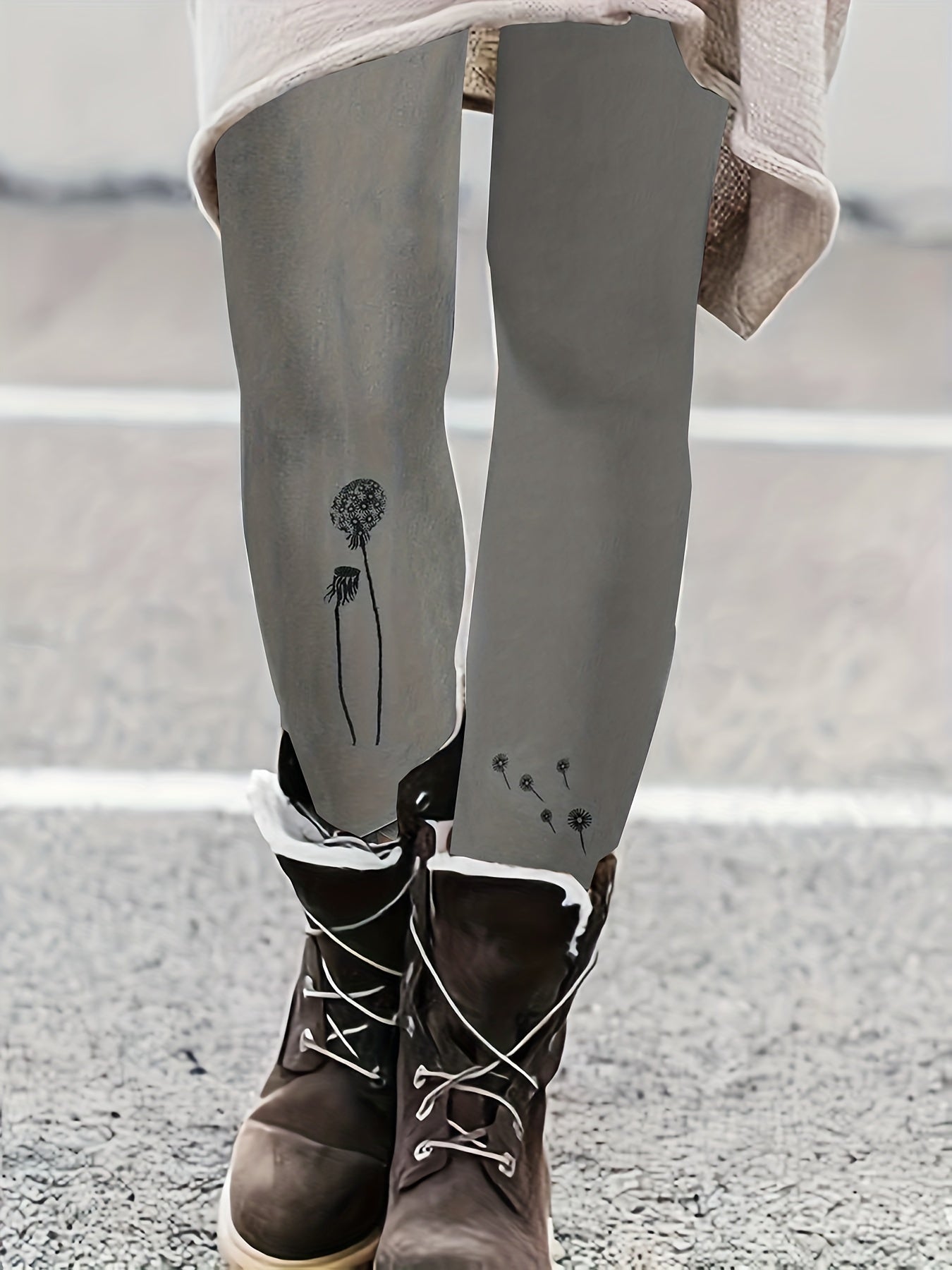 Dandelion Print High Rise Yoga Leggings