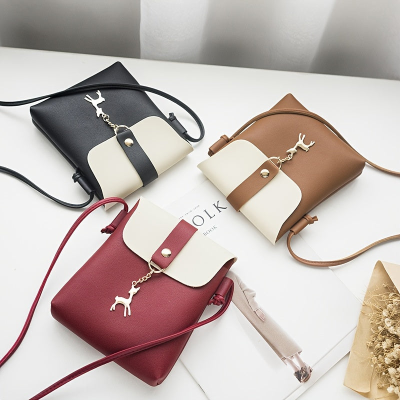 Girls Mini Shoulder Bag with Deer Charm Phone Bag