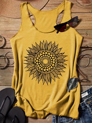 Floral Tank Top Sleeveless Summer Casual Crew Neck Women's Clothing