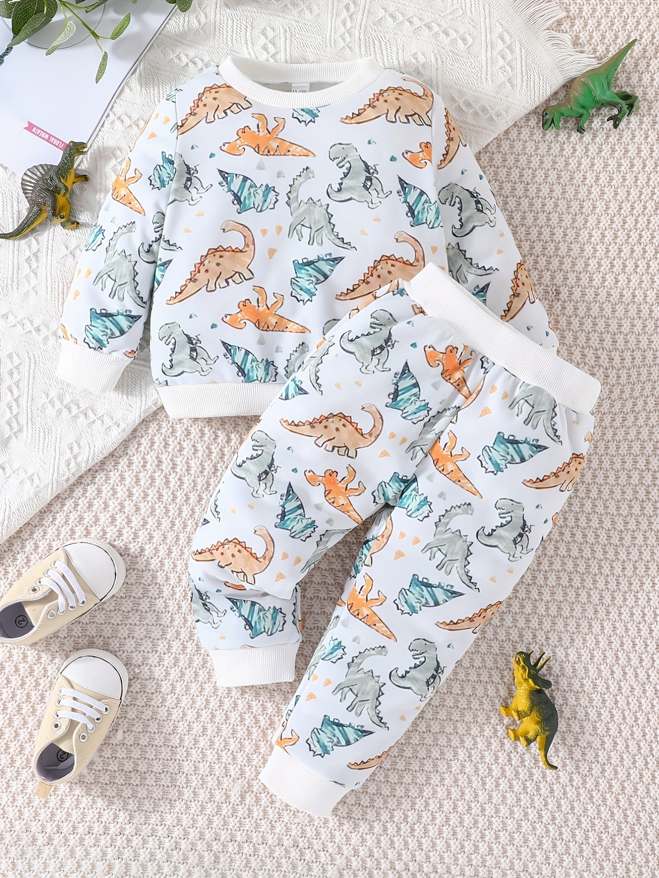 Dino Baby Boy's 2pc Sweatshirt & Sweatpants Set Casual Outfits