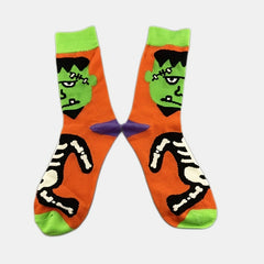 5 Pairs Pumpkin & Skull Print Socks Funny Halloween Crew Socks Women's Stockings