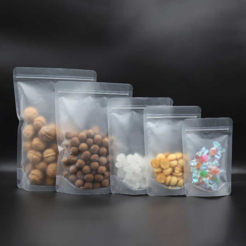 50pcs Airtight Tea Bag with Flat Bottom Transparent Frosted Plastic Packaging