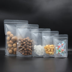 50pcs Airtight Tea Bag with Flat Bottom Transparent Frosted Plastic Packaging