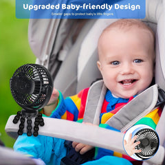 Portable Clip-On Baby Stroller Fan 360 Rotation Cooling Fan