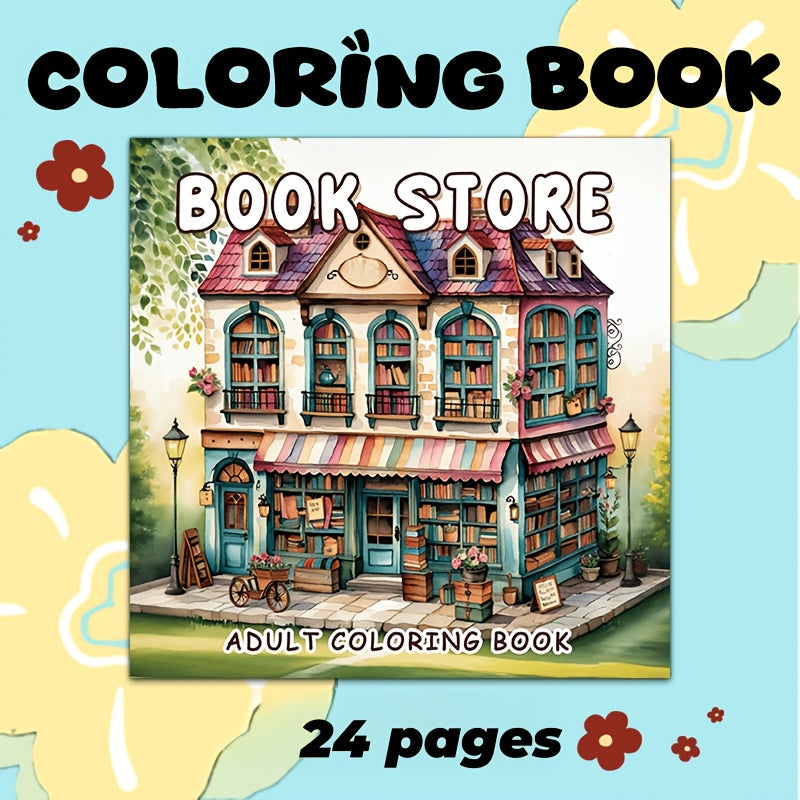 Charming Bookstore Coloring Book for Adults Intricate Designs Perfect Gift