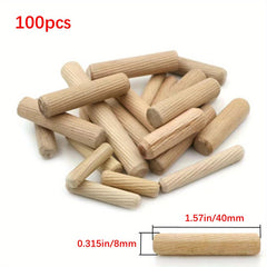100pcs Wooden Dowel Pins for DIY Craft Projects Three Sizes 0.61X3.99 Cm