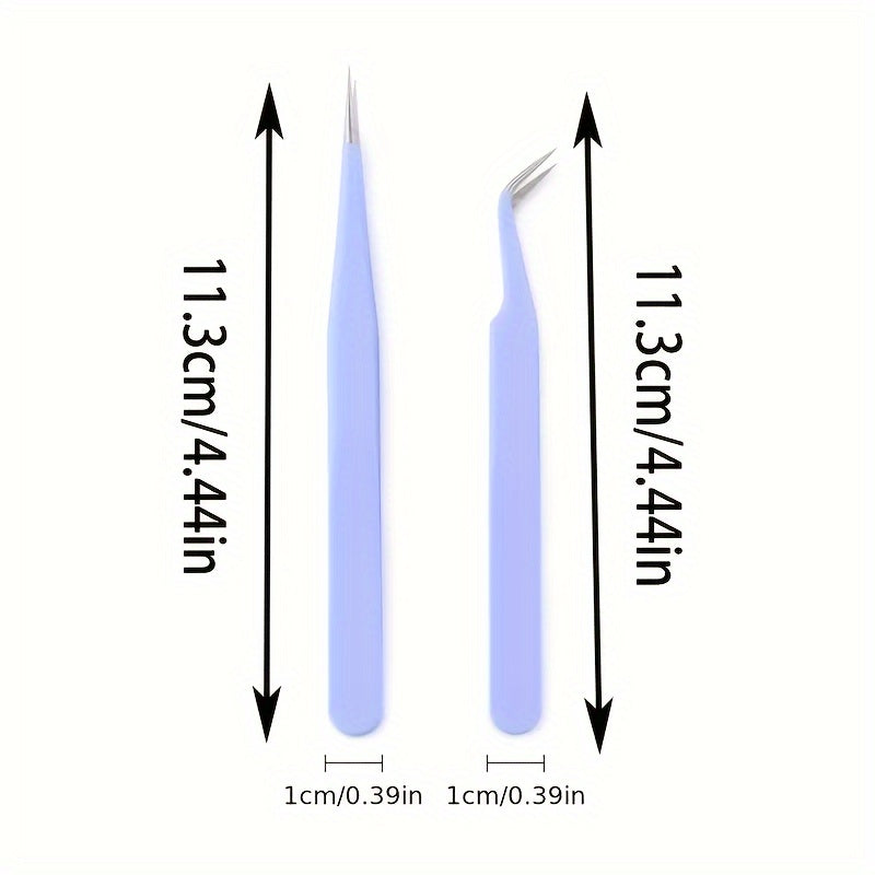 2pcs Precision Tweezers Stainless Steel Straight Tip Tweezers