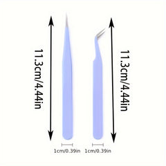 2pcs Precision Tweezers Stainless Steel Straight Tip Tweezers