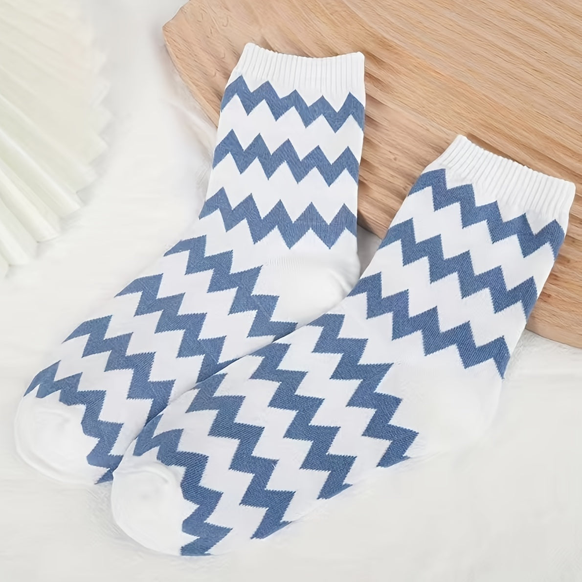 5 Pairs Plaid Striped Crew Socks