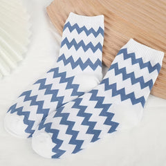 5 Pairs Plaid Striped Crew Socks