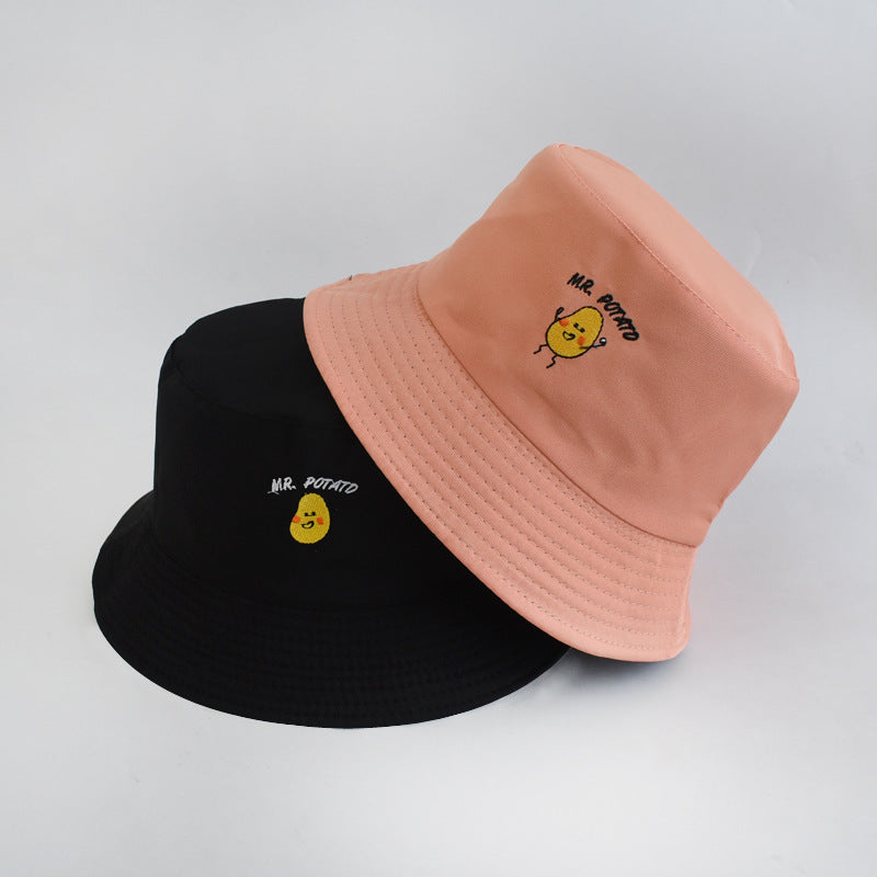 Vegetable Embroidery Fisherman Hat Women's Summer Outdoor Sunshade