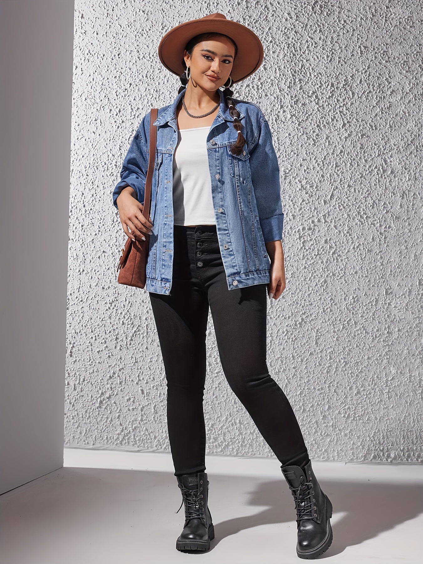 Retro Denim Jacket Women's Long Sleeve Button Up