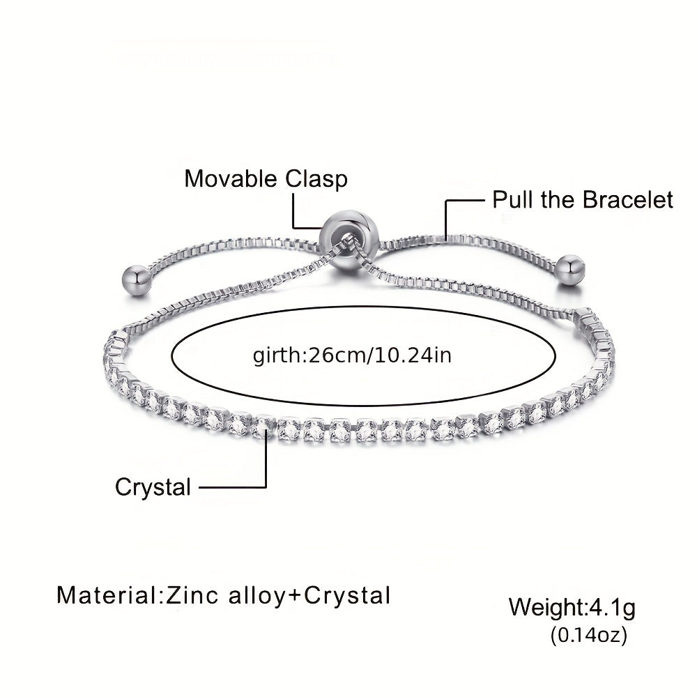 Adjustable Rhinestone Tennis Chain Bracelet Women Hand Jewelry 1 Pc