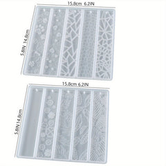 Silicone Resin Mold 2pcs Bookmark With Tassel Leaves Texture Flower