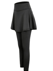 Stretchy Yoga Skirted Leggings for Women with Skirt Overlay
