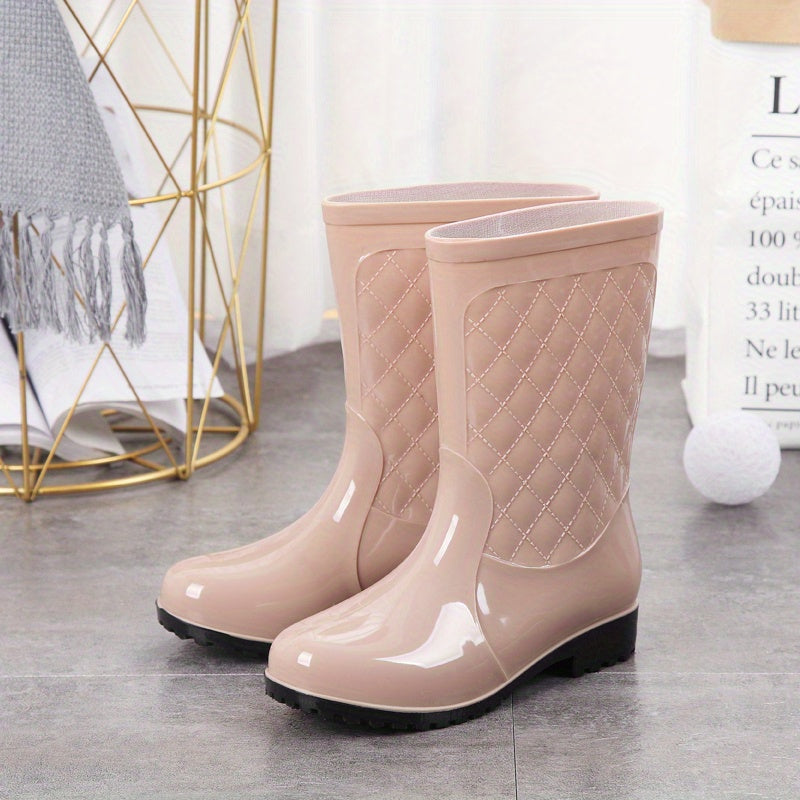 Women's Solid Rain Boots Medium Top Casual Outdoor Shoes