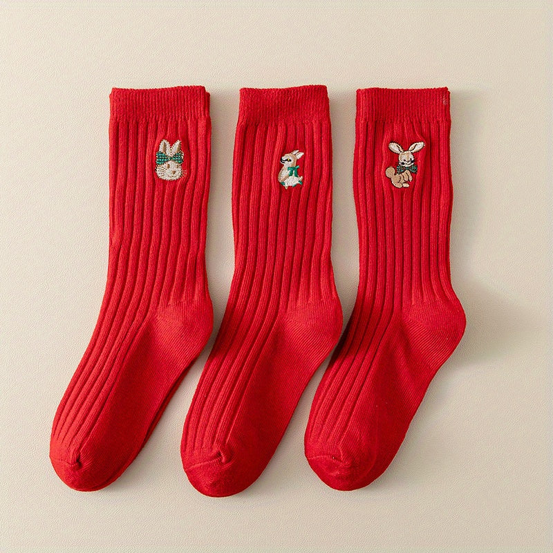 3 Pairs Kids Cartoon Crew Socks Lucky Christmas Warm Cozy Winter Children Sock