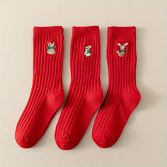 3 Pairs Kids Cartoon Crew Socks Lucky Christmas Warm Cozy Winter Children Sock