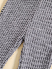 Toddler Girl's Frill Trim Bell Bottom Pants Pink Grey
