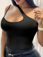 Asymmetrical Slim Top Sexy Solid Spaghetti Summer Sleeveless Top