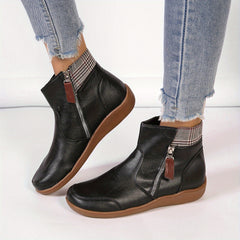 Women's Side Zipper Short Boots Faux Leather Ankle Booties