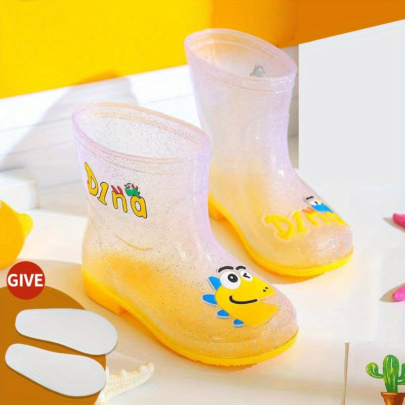 Kids Cartoon Dinosaur Rain Boots - Waterproof Anti Skid Shoes