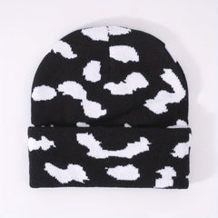 Cloud Jacquard Beanie Candy Y2K Knit Hat Lightweight Warm Skull Cap