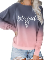 Letter Graphic Tie Dye Sweatshirt Crew Neck Pullover Tops