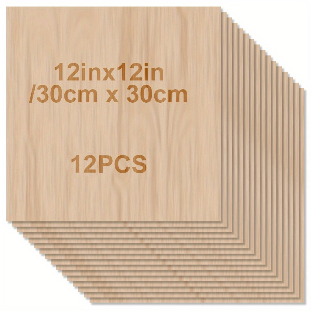 Wood Sheets 12x12x1/12 Inch 2mm Thick Unfinished Squares Wood Boards