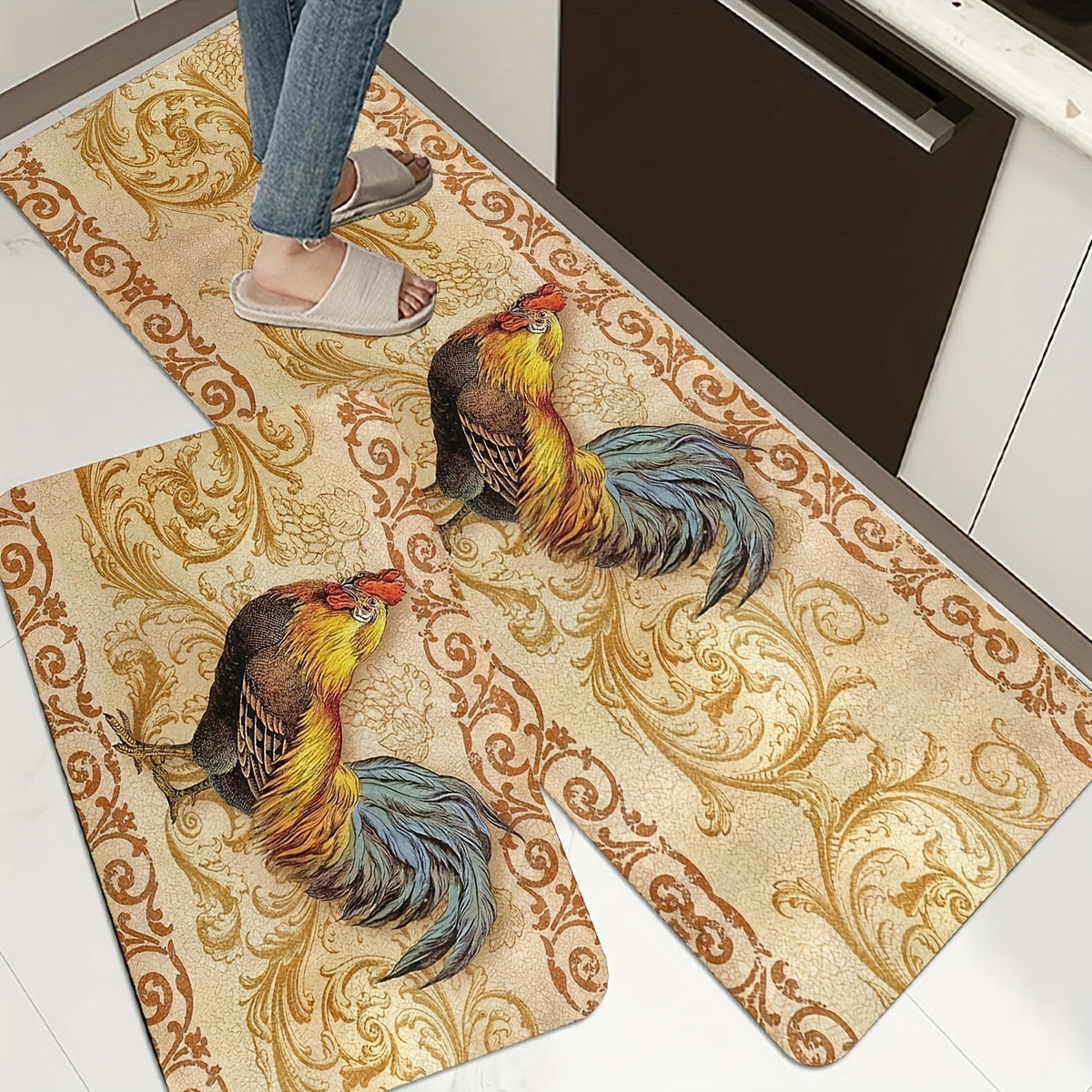 Farm Chicken Floor Mat Absorbent Kitchen Rug Anti-slip Carpet Home Decor