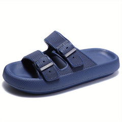 Men's Cozy Slides with Double Hook & Loop Fasteners